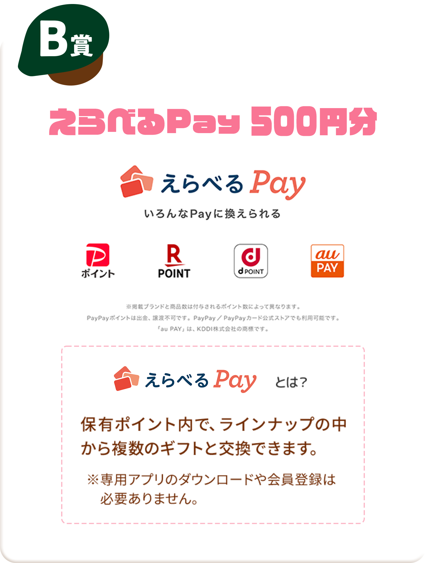 B賞 えらべるPay 500円分
