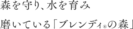 森を守り、水を育み磨いている 「ブレンディ®の森」