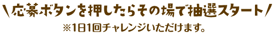 応募ボタンを押したらその場で抽選スタート 1日1回チャレンジいただけます。