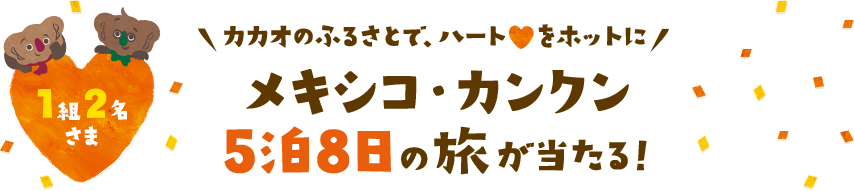 1組2名さま カカオのふるさとで、ハートをホットに メキシコ・カンクン 5泊8日の旅が当たる！
