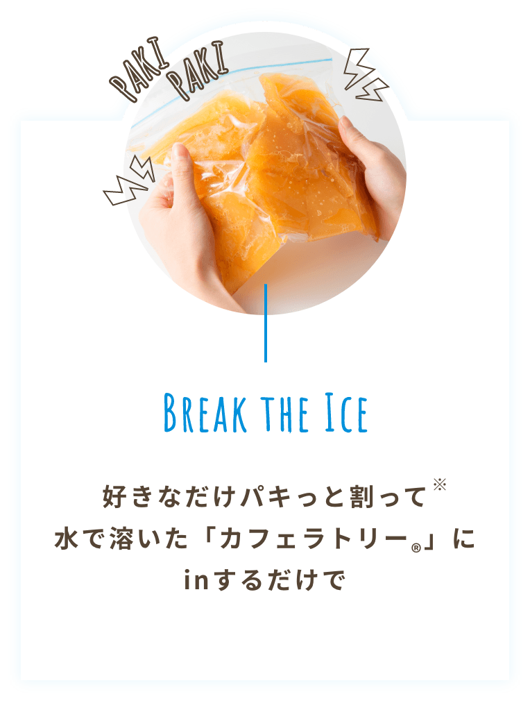 BREAK THE ICE 好きなだけパキっと割って水で溶いた「カフェラトリー®」にinするだけで