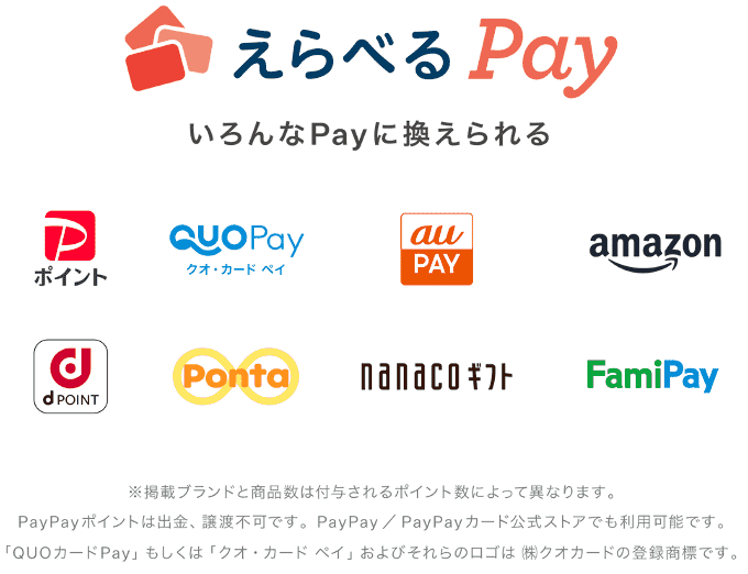 えらべるpayの種類の画像