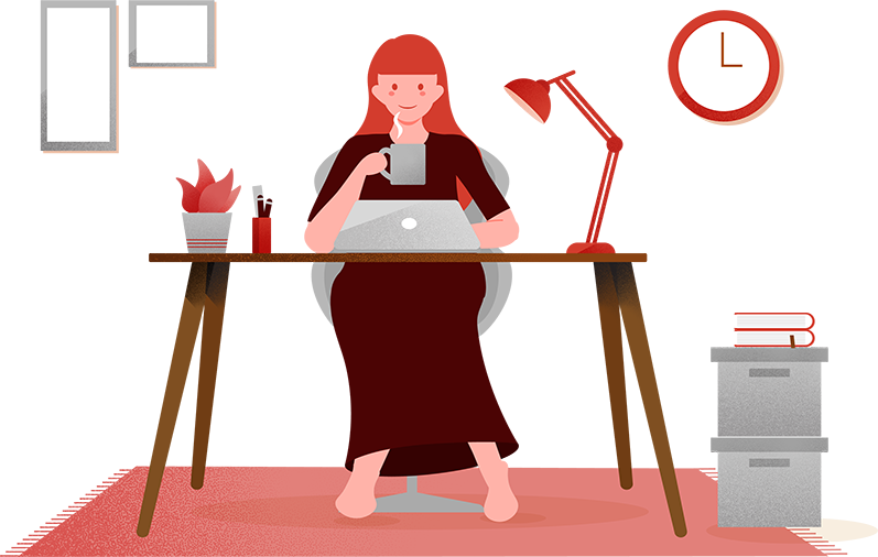 PCで操作する女性画像