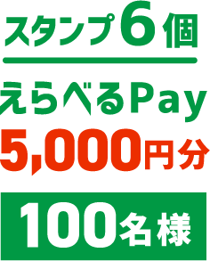 スタンプ6個えらべるPay5,000円分100名様